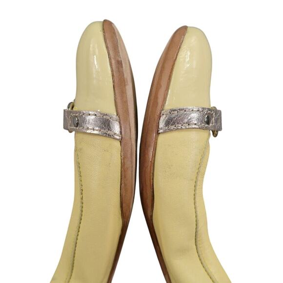 AGL Shoes Womens 37.5 Ballet Flats Fashion Career Monika Cap Toe Leather Yellow - Picture 11 of 16